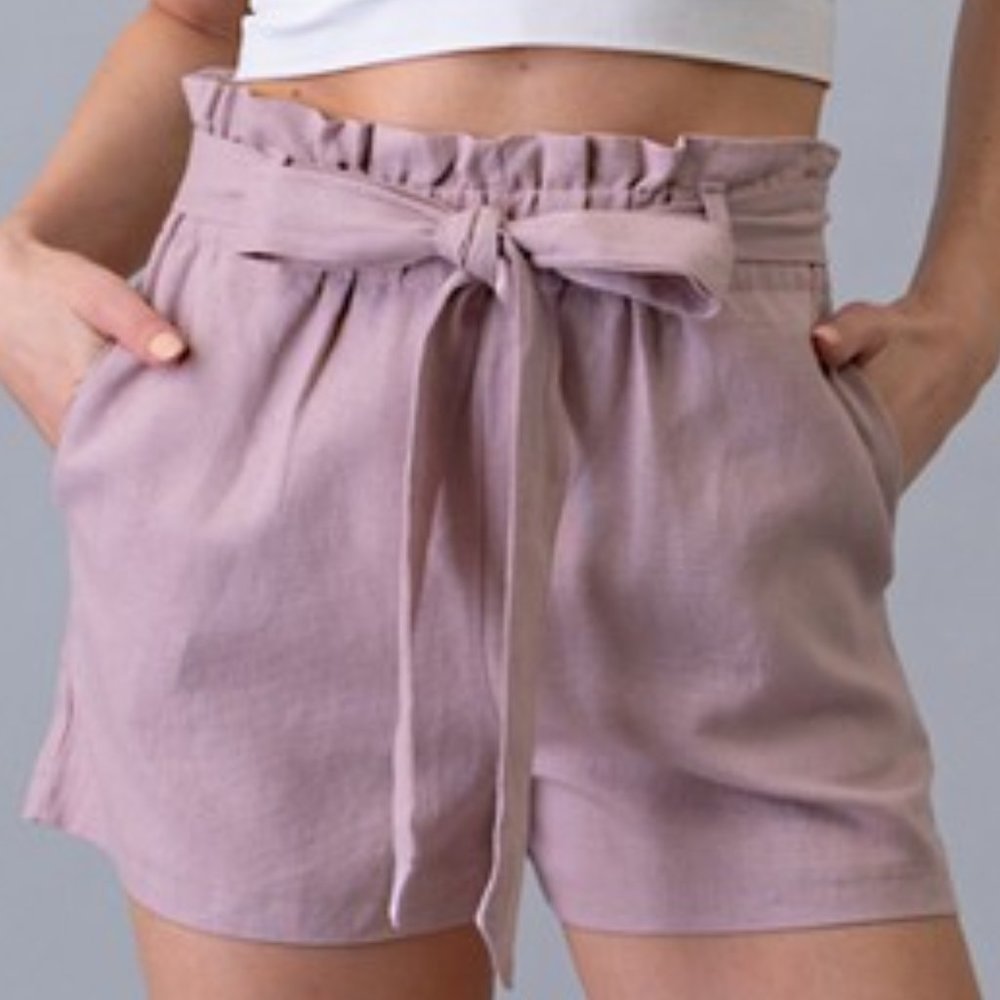 Paperbag Tie Shorts - Mauve